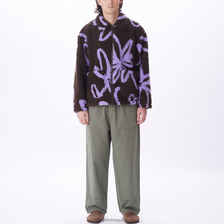 ropa 40VX828 hombres porciones chaqueta sherpa OBEY java marrón multi