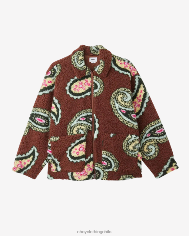 ropa 40VX829 hombres chaqueta sherpa de cachemira OBEY sepia múltiple