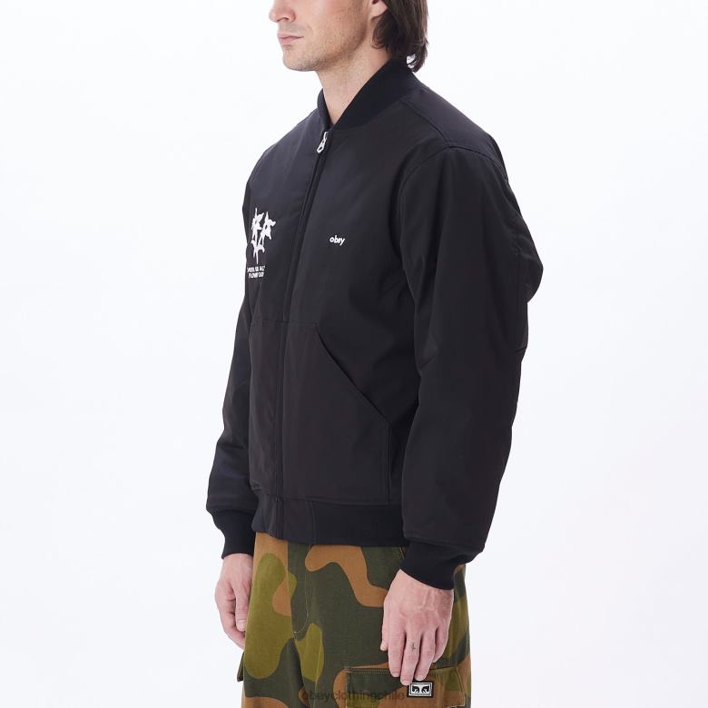 ropa 40VX832 hombres chaqueta bomber autopista de peaje OBEY negro