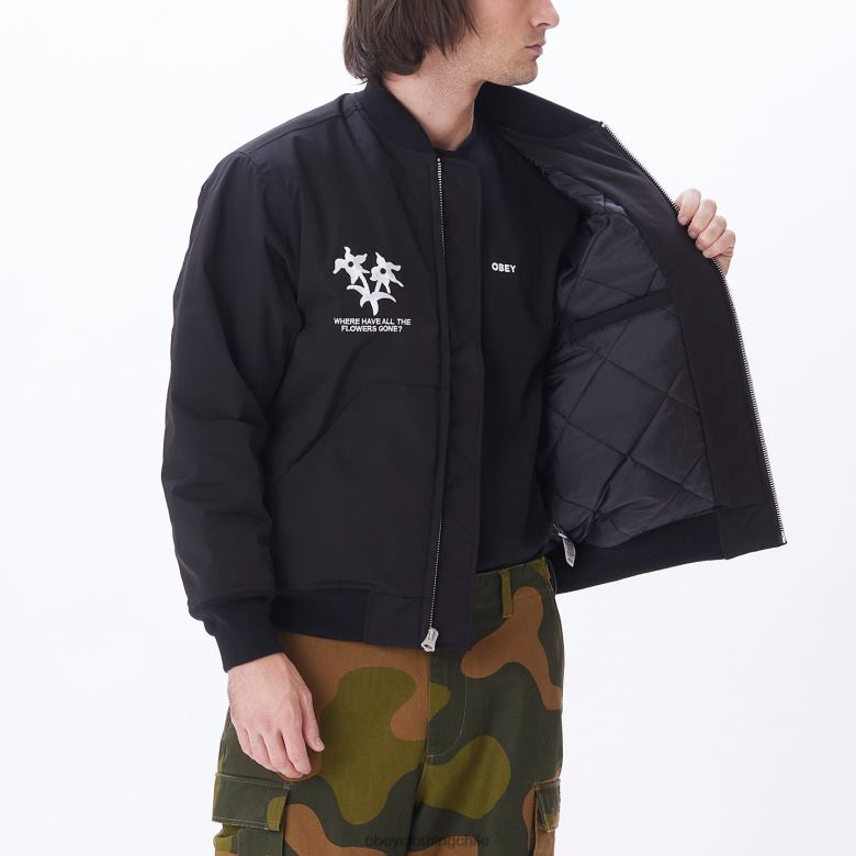 ropa 40VX832 hombres chaqueta bomber autopista de peaje OBEY negro