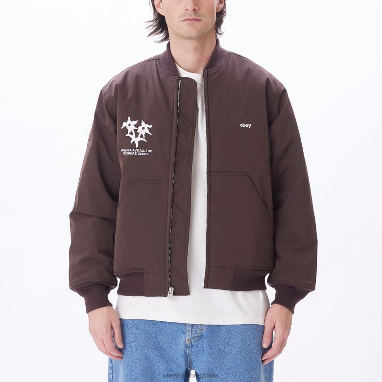 ropa 40VX833 hombres chaqueta bomber autopista de peaje OBEY java marrón