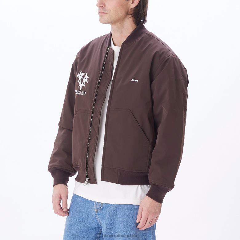 ropa 40VX833 hombres chaqueta bomber autopista de peaje OBEY java marrón