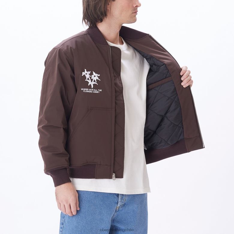 ropa 40VX833 hombres chaqueta bomber autopista de peaje OBEY java marrón