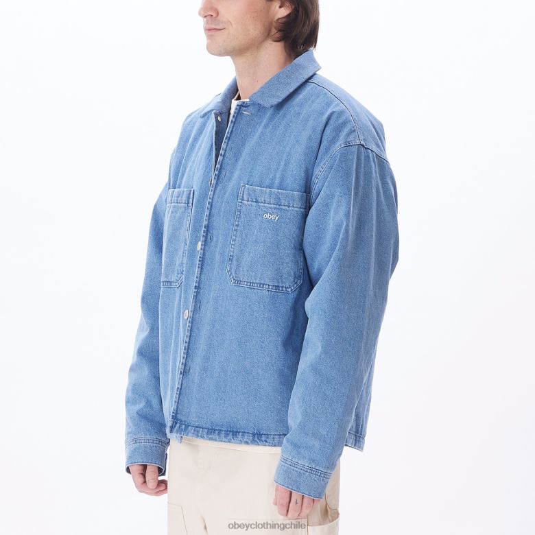 ropa 40VX835 hombres chaqueta vaquera pintores OBEY índigo claro