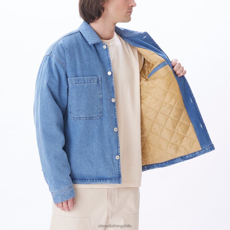 ropa 40VX835 hombres chaqueta vaquera pintores OBEY índigo claro
