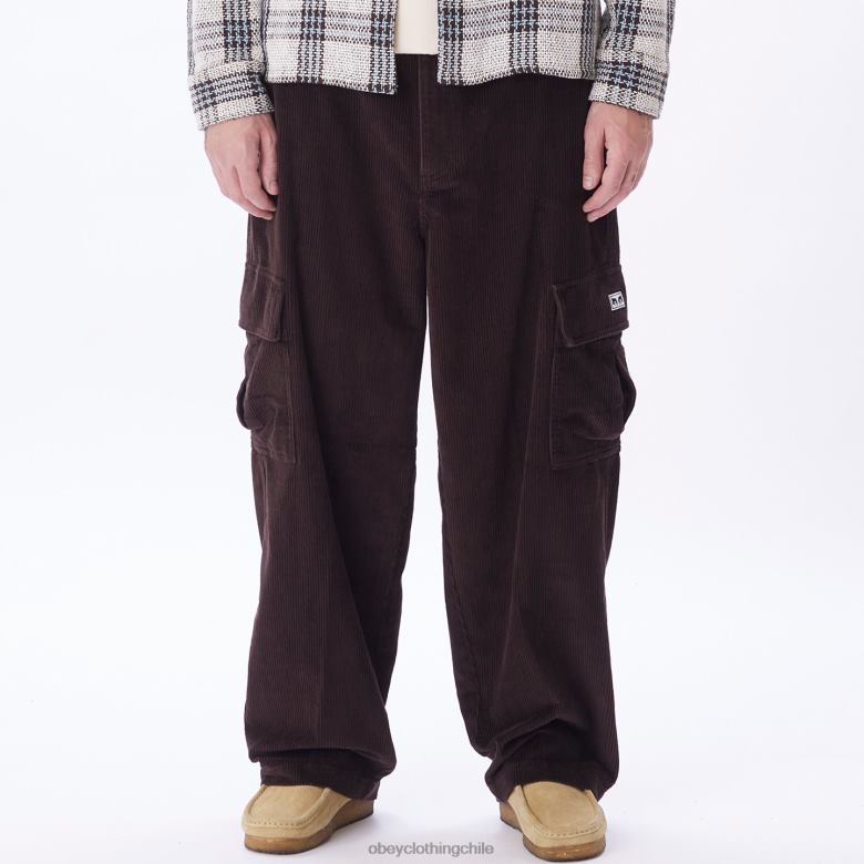 ropa 40VX914 hombres pantalones cargo bigwig baggy de pana OBEY java marrón