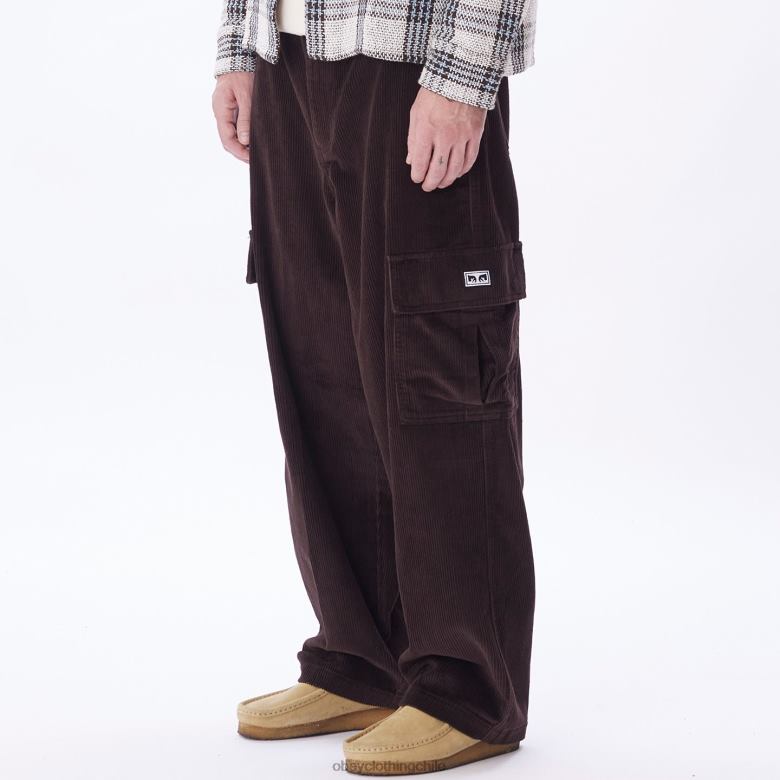 ropa 40VX914 hombres pantalones cargo bigwig baggy de pana OBEY java marrón