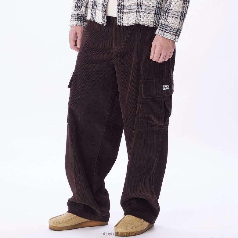 ropa 40VX914 hombres pantalones cargo bigwig baggy de pana OBEY java marrón