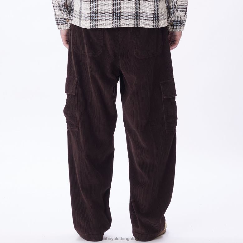 ropa 40VX914 hombres pantalones cargo bigwig baggy de pana OBEY java marrón