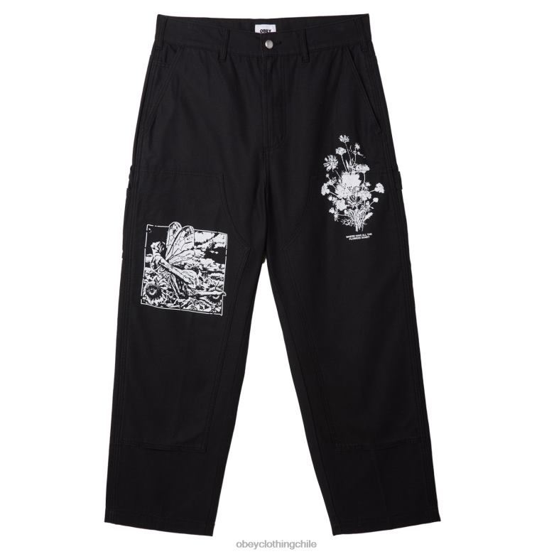 ropa 40VX919 hombres carpintero estampado sarga big timer OBEY negro digital