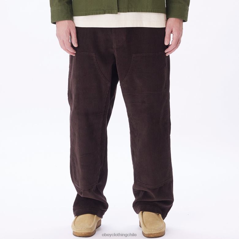 ropa 40VX922 hombres pantalón de pana big timer OBEY java marrón