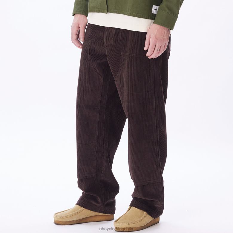 ropa 40VX922 hombres pantalón de pana big timer OBEY java marrón