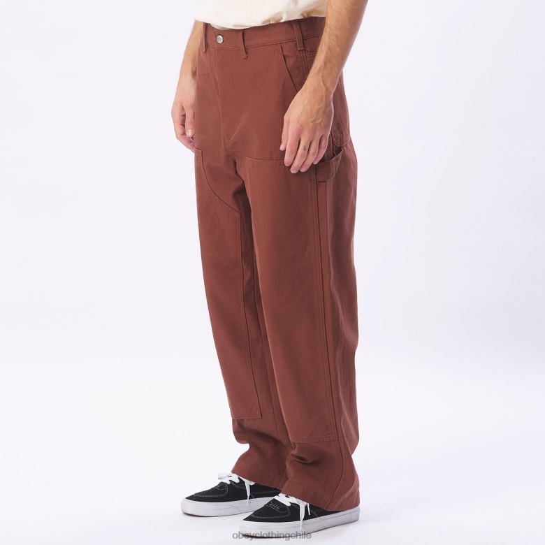 ropa 40VX923 hombres pantalones hasta la rodilla dobles de sarga big timer OBEY sepia