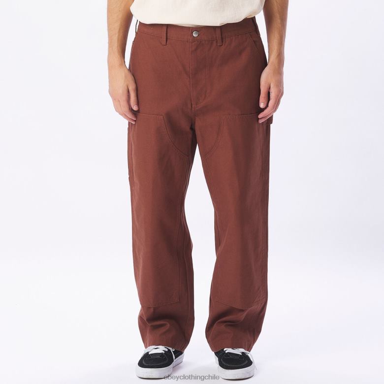 ropa 40VX923 hombres pantalones hasta la rodilla dobles de sarga big timer OBEY sepia