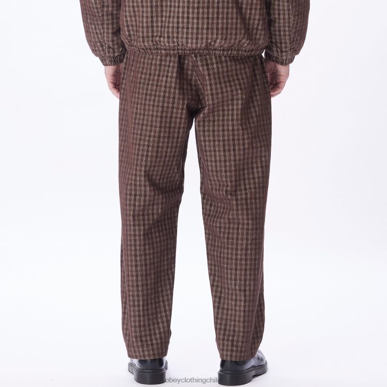 ropa 40VX932 hombres pantalón de pana a cuadros plisados ​​fubar OBEY marrón múltiple