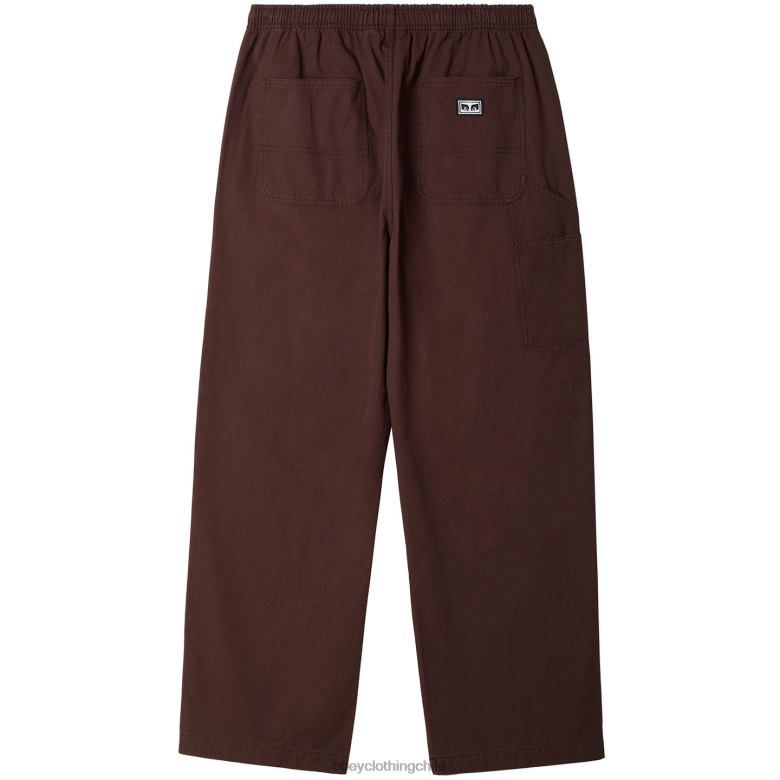 ropa 40VX937 hombres pantalón de lona grande y fácil OBEY marron oscuro