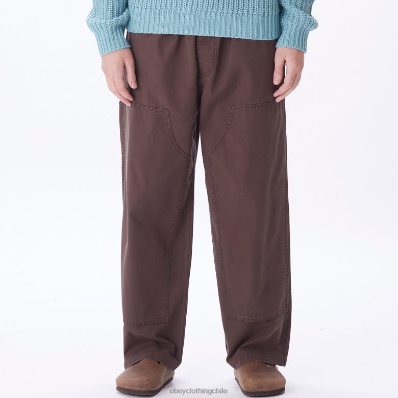 ropa 40VX937 hombres pantalón de lona grande y fácil OBEY marron oscuro