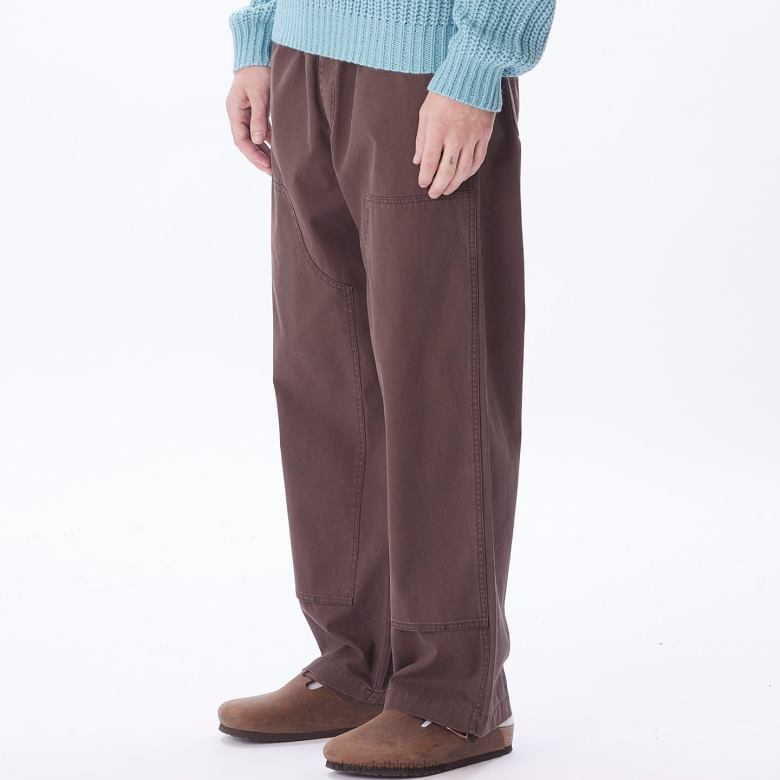 ropa 40VX937 hombres pantalón de lona grande y fácil OBEY marron oscuro