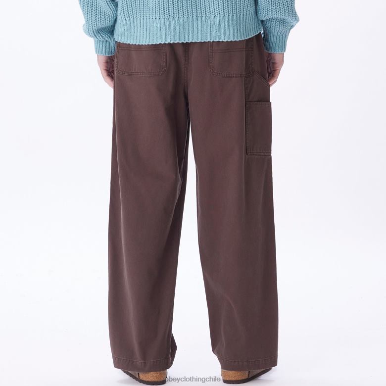 ropa 40VX937 hombres pantalón de lona grande y fácil OBEY marron oscuro