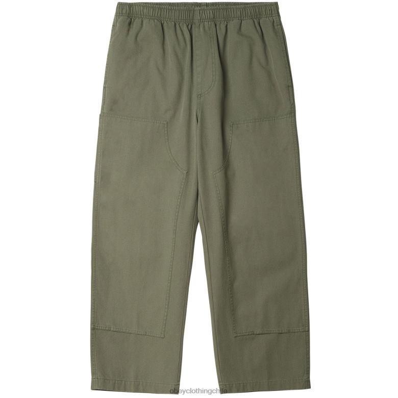 ropa 40VX938 hombres pantalón de lona grande y fácil OBEY aceituna ahumada