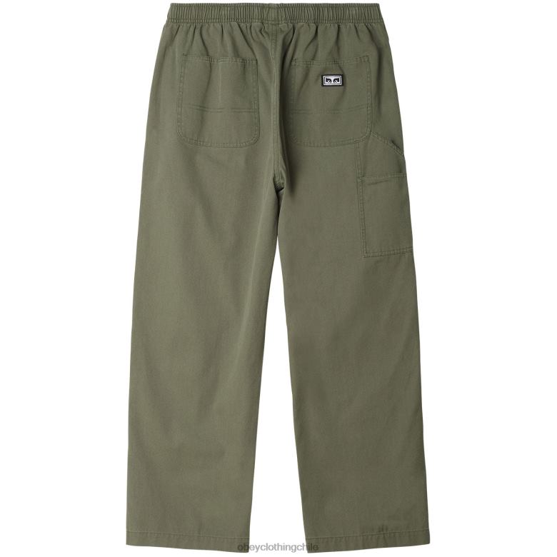 ropa 40VX938 hombres pantalón de lona grande y fácil OBEY aceituna ahumada