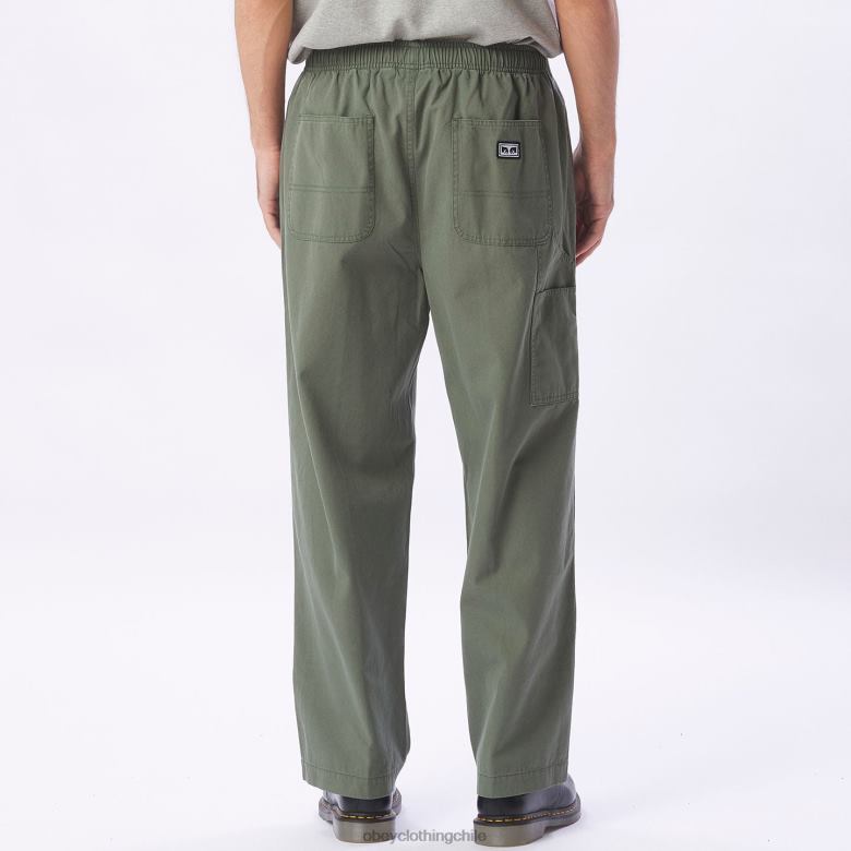 ropa 40VX938 hombres pantalón de lona grande y fácil OBEY aceituna ahumada