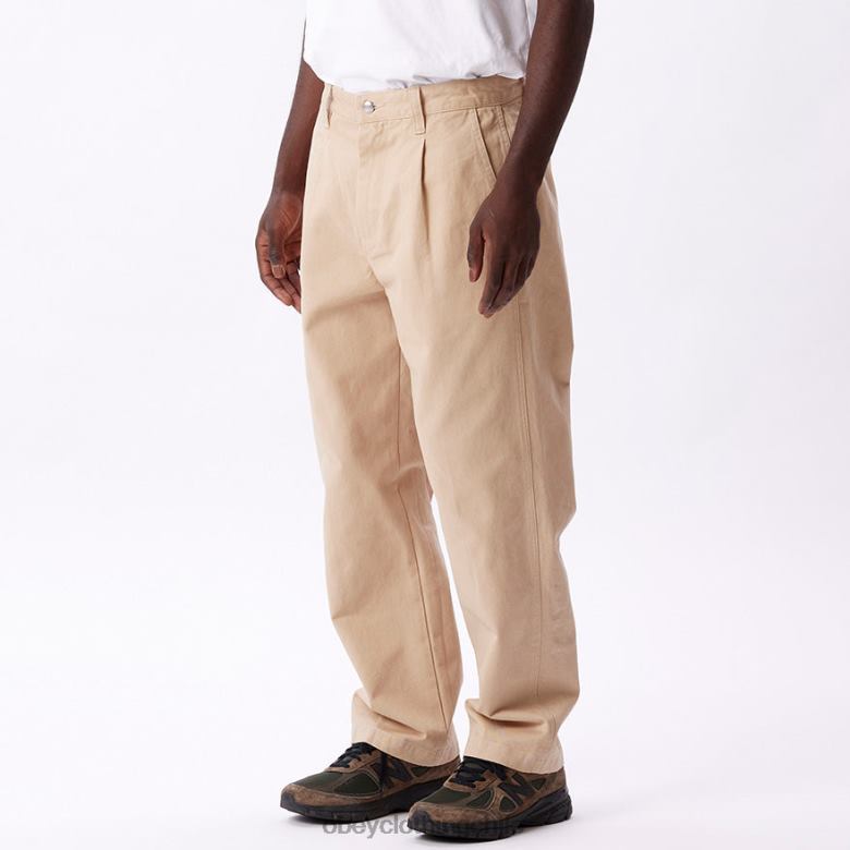 ropa 40VX943 hombres pantalón inmobiliario OBEY crema irlandesa