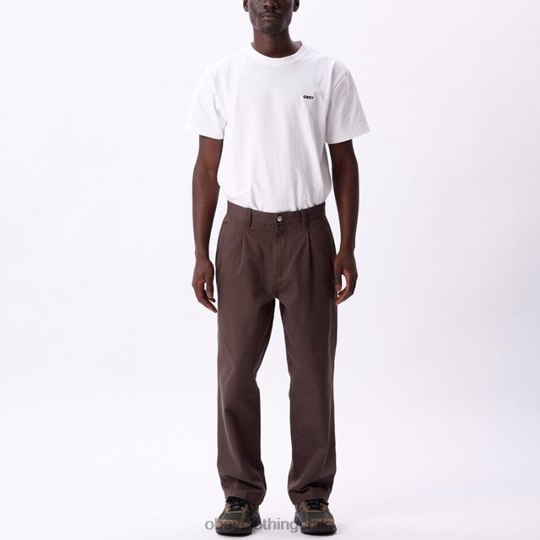 ropa 40VX944 hombres pantalón inmobiliario OBEY marron oscuro