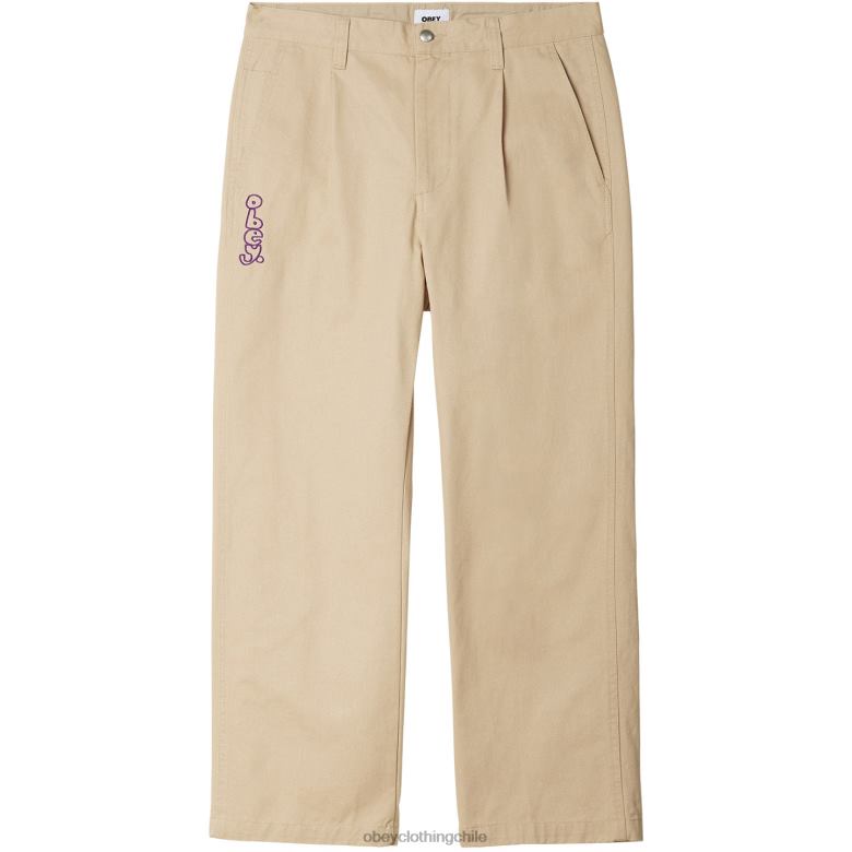 ropa 40VX951 hombres pantalón con bordado estate OBEY crema irlandesa