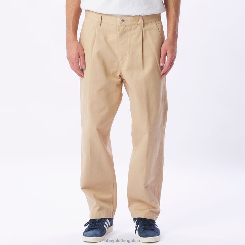 ropa 40VX951 hombres pantalón con bordado estate OBEY crema irlandesa