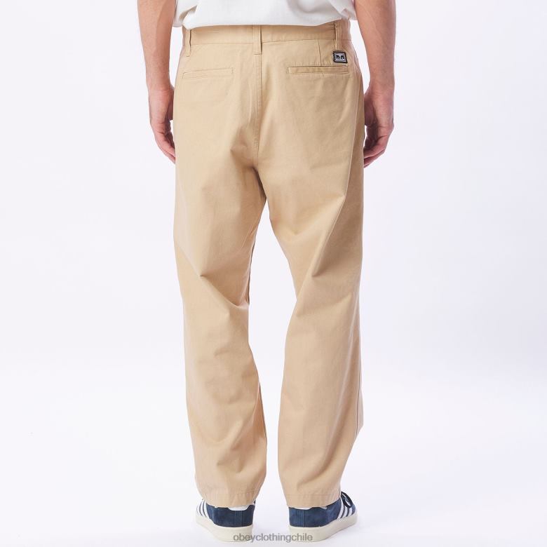 ropa 40VX951 hombres pantalón con bordado estate OBEY crema irlandesa