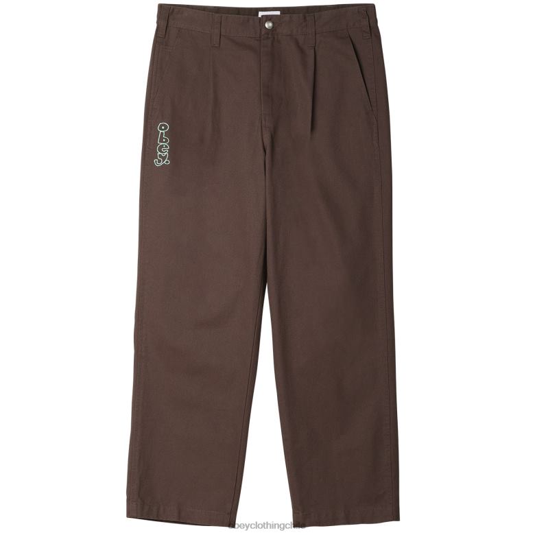 ropa 40VX952 hombres pantalón con bordado estate OBEY marron oscuro