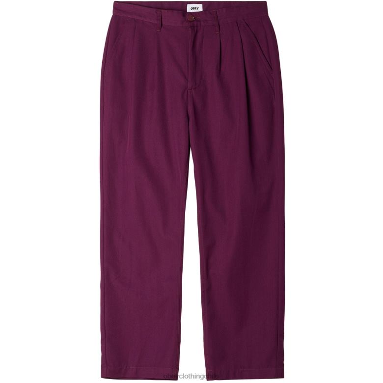 ropa 40VX954 hombres pantalón plisado fubar OBEY raíz de remolacha