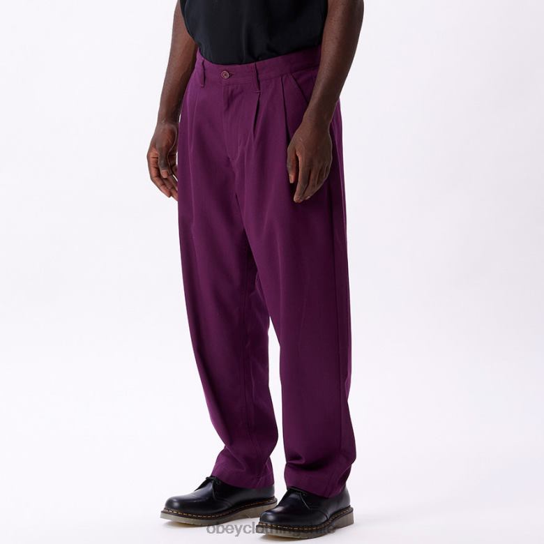 ropa 40VX954 hombres pantalón plisado fubar OBEY raíz de remolacha