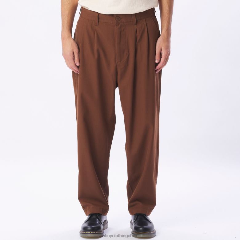 ropa 40VX956 hombres pantalón plisado fubar OBEY sepia