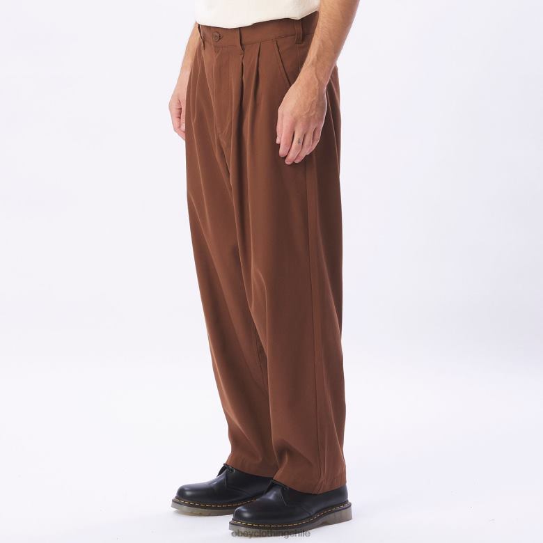 ropa 40VX956 hombres pantalón plisado fubar OBEY sepia