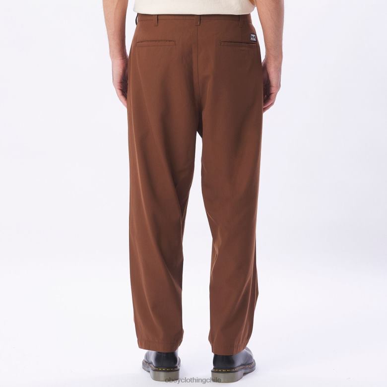 ropa 40VX956 hombres pantalón plisado fubar OBEY sepia