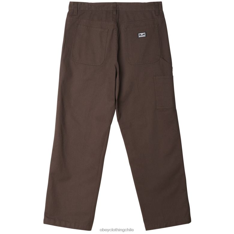 ropa 40VX959 hombres pantalón de carpintero de trabajo duro OBEY marron oscuro