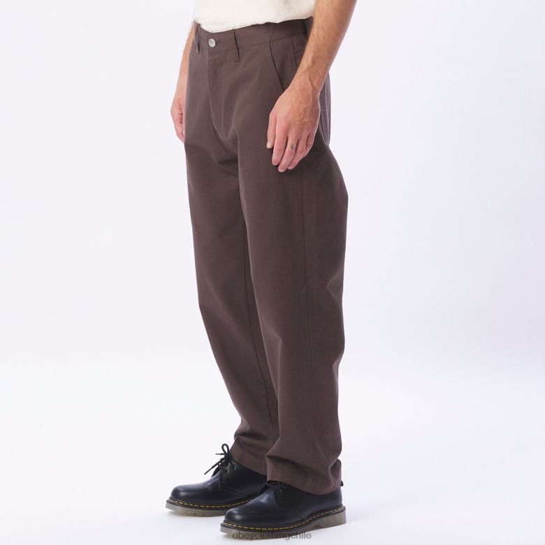 ropa 40VX959 hombres pantalón de carpintero de trabajo duro OBEY marron oscuro