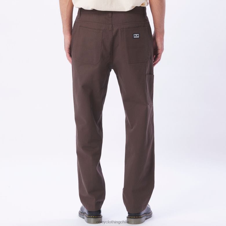 ropa 40VX959 hombres pantalón de carpintero de trabajo duro OBEY marron oscuro