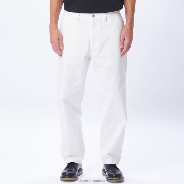 ropa 40VX960 hombres pantalón de carpintero de trabajo duro OBEY blanco