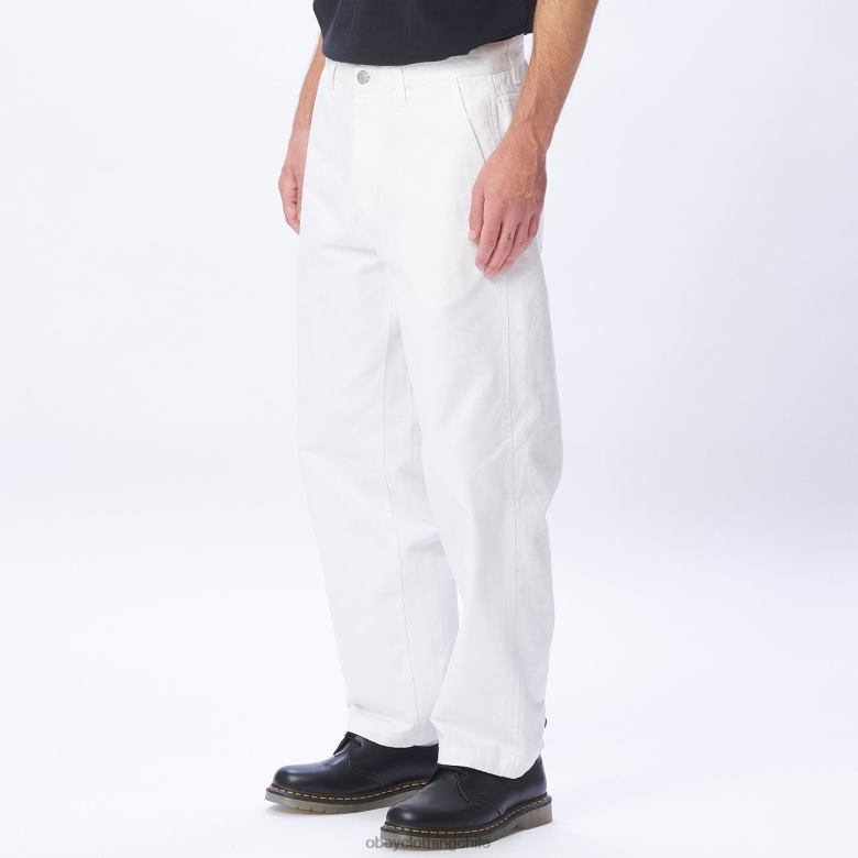 ropa 40VX960 hombres pantalón de carpintero de trabajo duro OBEY blanco