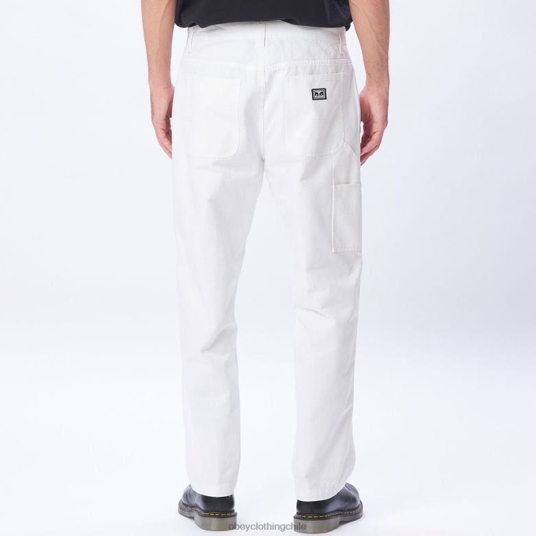 ropa 40VX960 hombres pantalón de carpintero de trabajo duro OBEY blanco