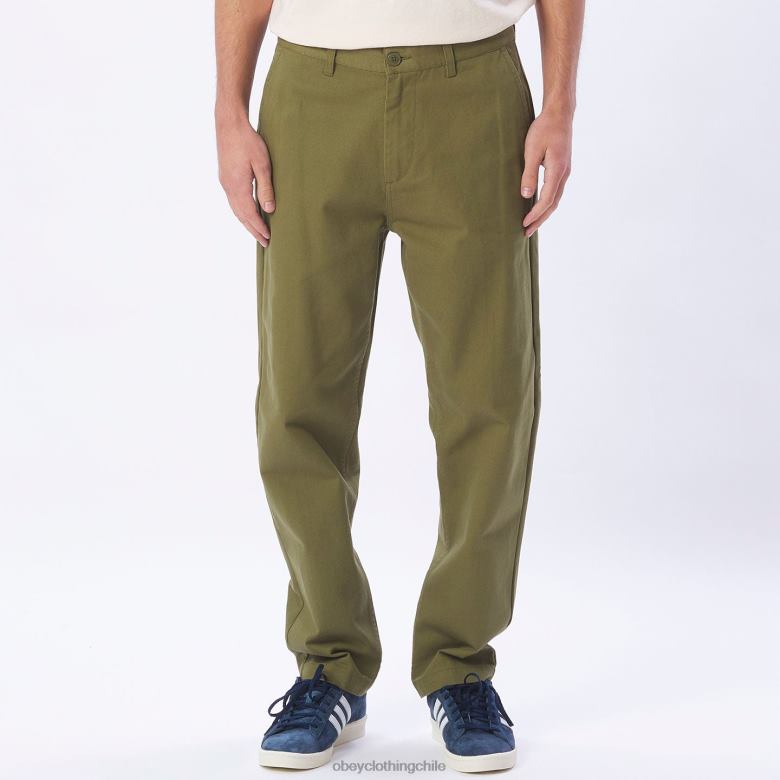 ropa 40VX964 hombres pantalón de sarga hughes OBEY campo verde