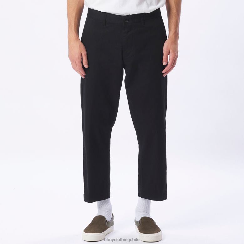 ropa 40VX970 hombres pantalón rezagado inundado OBEY negro