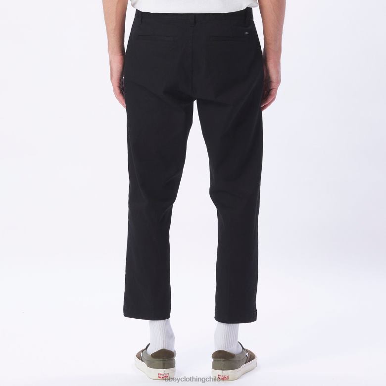ropa 40VX970 hombres pantalón rezagado inundado OBEY negro