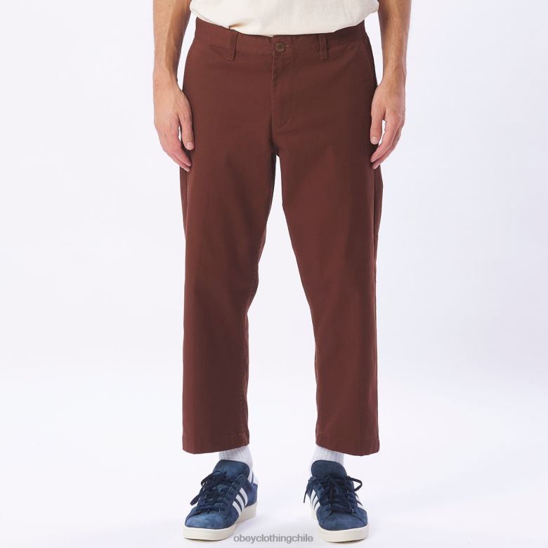 ropa 40VX972 hombres pantalón rezagado inundado OBEY marrón sepia