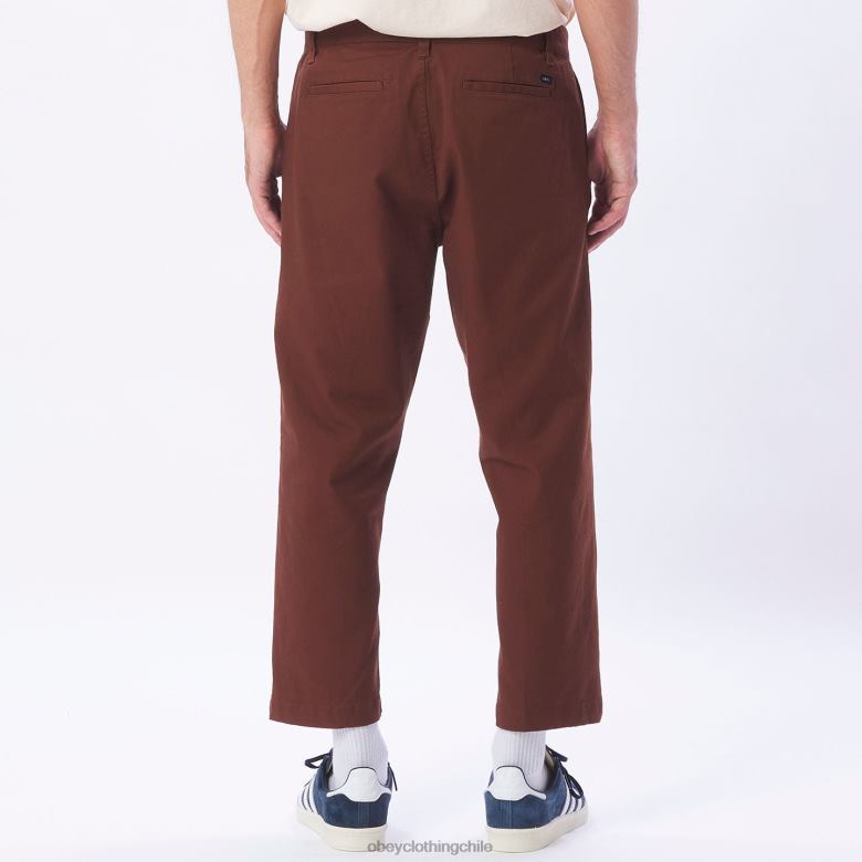 ropa 40VX972 hombres pantalón rezagado inundado OBEY marrón sepia