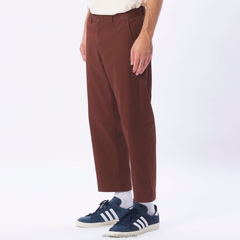 ropa 40VX972 hombres pantalón rezagado inundado OBEY marrón sepia