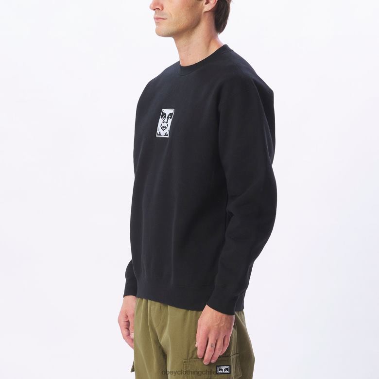 ropa 40VX1000 hombres icono de cuello redondo extra pesado OBEY negro